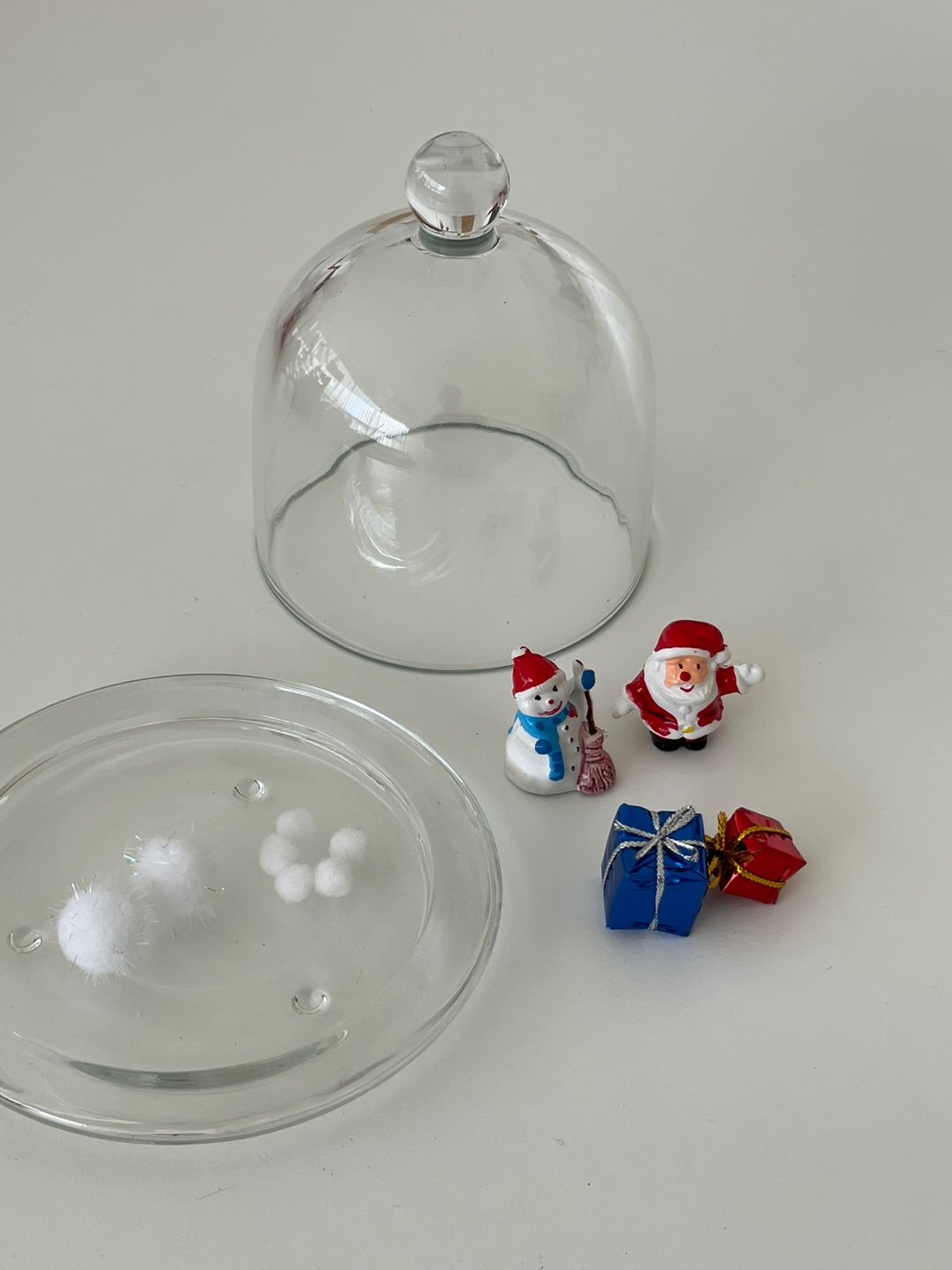 크리스마스오브제 유리돔&amp;받침세트 악세사리 캔들받침 크리스마스장식 소품